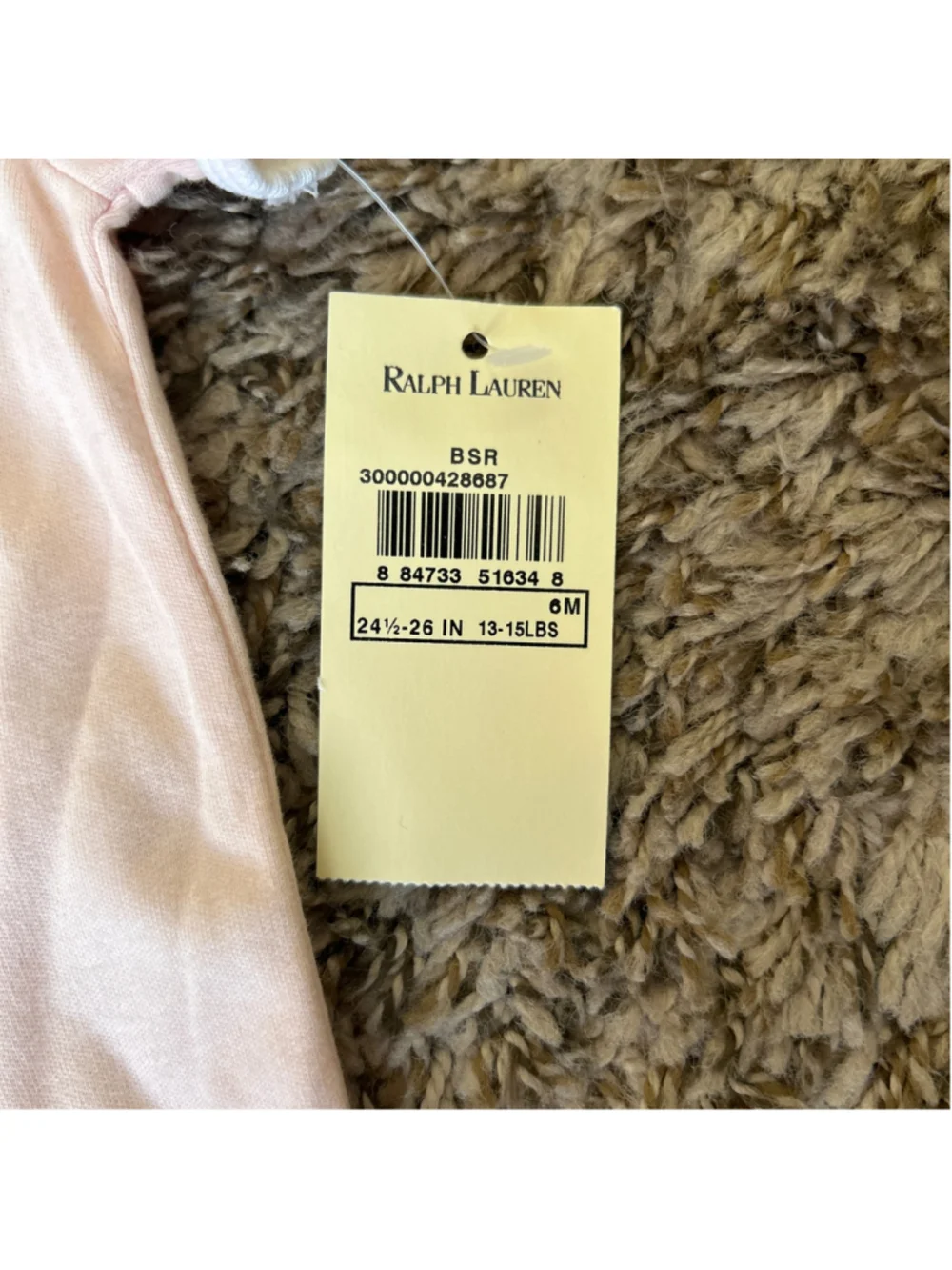 Baby Girl Ralph Lauren 100% Cotton Bodysuit 6 Months Pink White Scalloped Hems